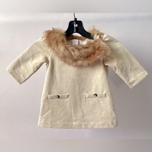 Janie & Jack Children’s Derbie Darling Faux Fur Collar Tunic Top Size 2T